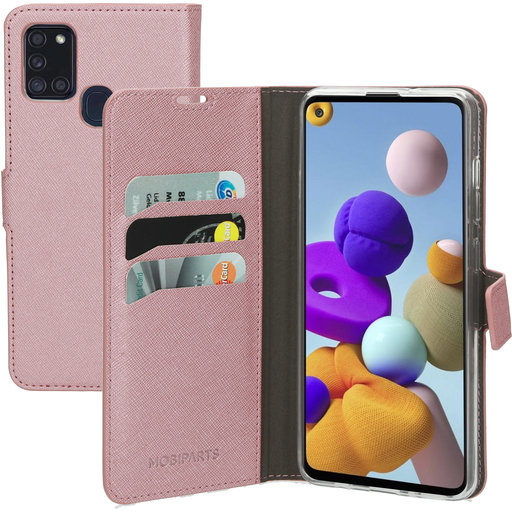 Saffiano Wallet Case Samsung Galaxy A21s (2020) Pink