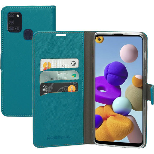 Saffiano Wallet Case Samsung Galaxy A21s (2020) Turquoise