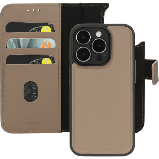 Leather 2 in 1 Wallet Case Apple iPhone 15 Pro Taupe
