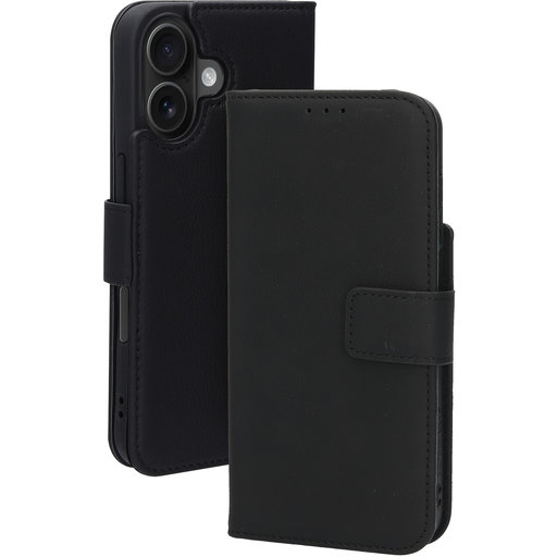 Leather Wallet Case Apple iPhone 16 Black (MagSafe Compatible)