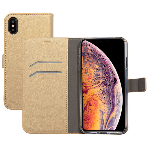Saffiano Wallet Case Apple iPhone XS Max Gold