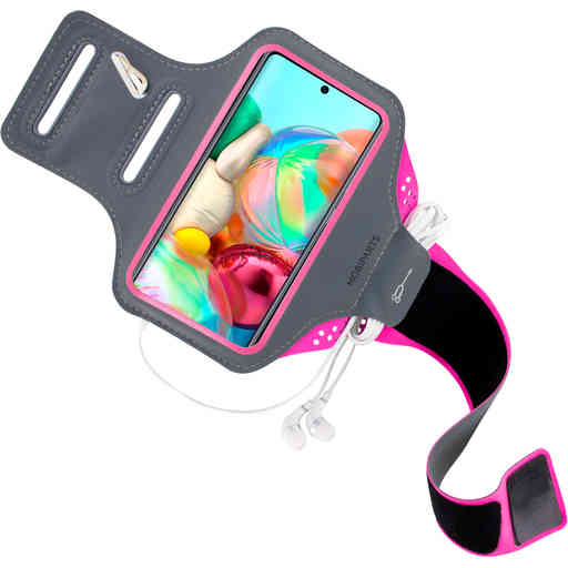 Mobiparts Comfort Fit Sport Armband Samsung Galaxy A71 (2020) Neon Pink