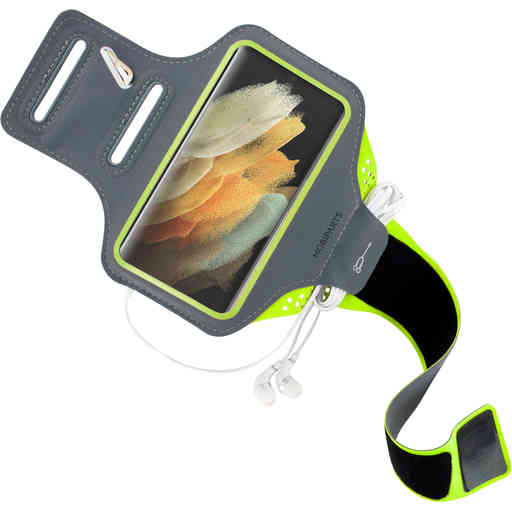 Mobiparts Comfort Fit Sport Armband Samsung Galaxy S21 Ultra Neon Green