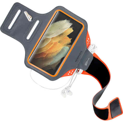 Mobiparts Comfort Fit Sport Armband Samsung Galaxy S21 Ultra Neon Orange