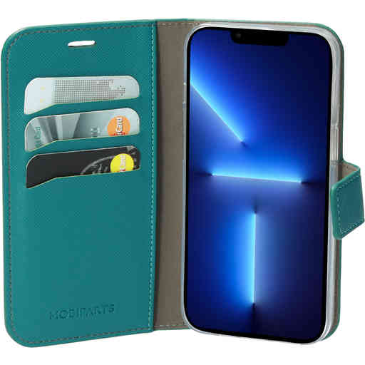 Mobiparts Saffiano Wallet Case Apple iPhone 13 Pro Turquoise