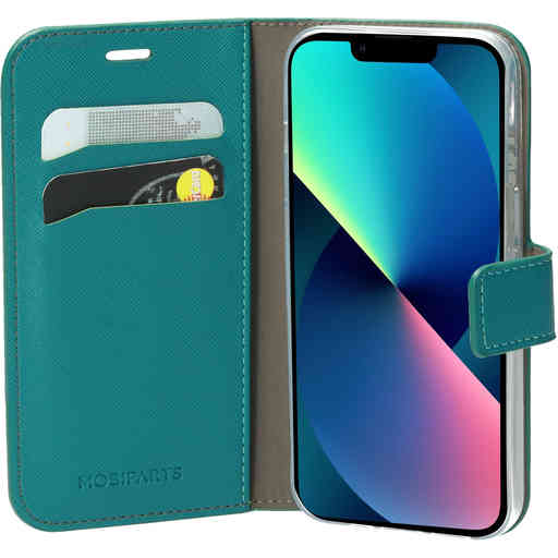 Mobiparts Saffiano Wallet Case Apple iPhone 13 Mini Turquoise