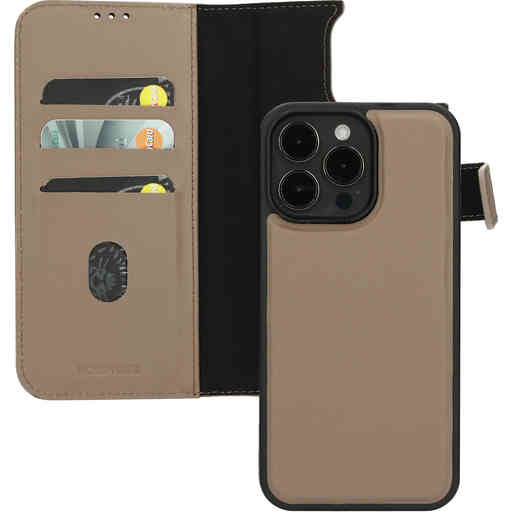 Mobiparts Leather 2 in 1 Wallet Case Apple iPhone 15 Pro Max Taupe