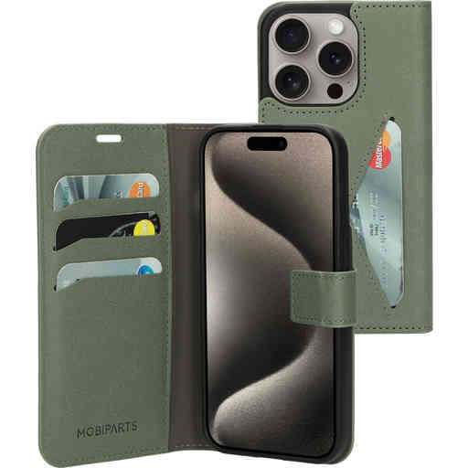 Mobiparts Classic Wallet Case Apple iPhone 15 Pro Stone Green