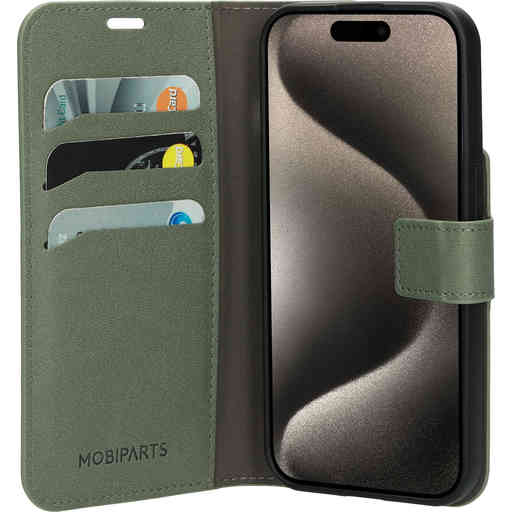 Mobiparts Classic Wallet Case Apple iPhone 15 Pro Stone Green