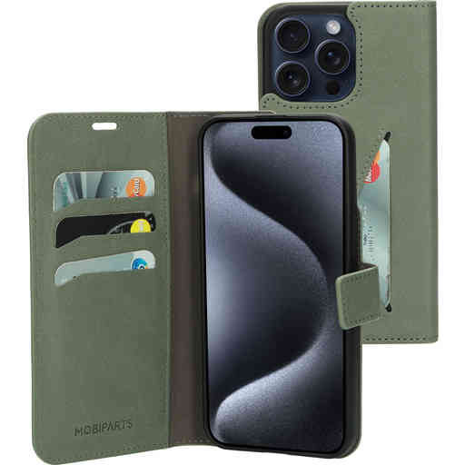 Mobiparts Classic Wallet Case Apple iPhone 15 Pro Max Stone Green