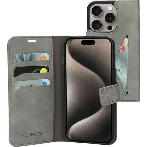 Mobiparts Classic Wallet Case Apple iPhone 15 Pro Granite Grey