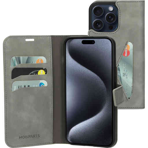 Mobiparts Classic Wallet Case Apple iPhone 15 Pro Max Granite Grey