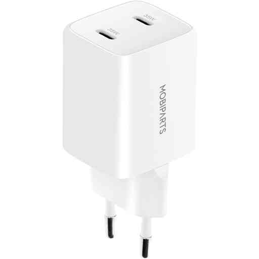 Mobiparts GaN Wall Charger Dual USB-C 35W White (with PD)