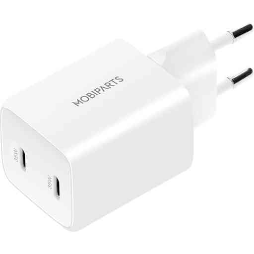 Mobiparts GaN Wall Charger Dual USB-C 35W White (with PD)