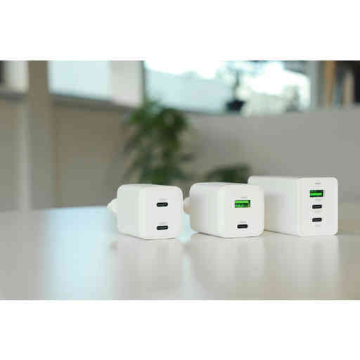 Mobiparts GaN Wall Charger Dual USB-C 35W White (with PD)
