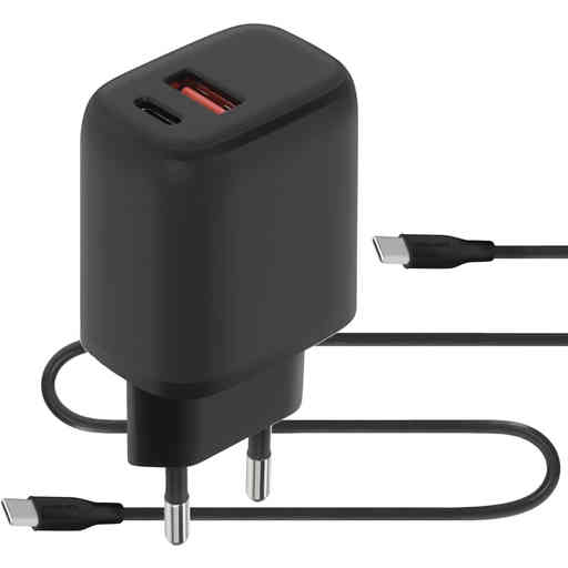 Mobiparts Wall Charger Dual USB-C/USB-A with USB-C to USB-C cable Black