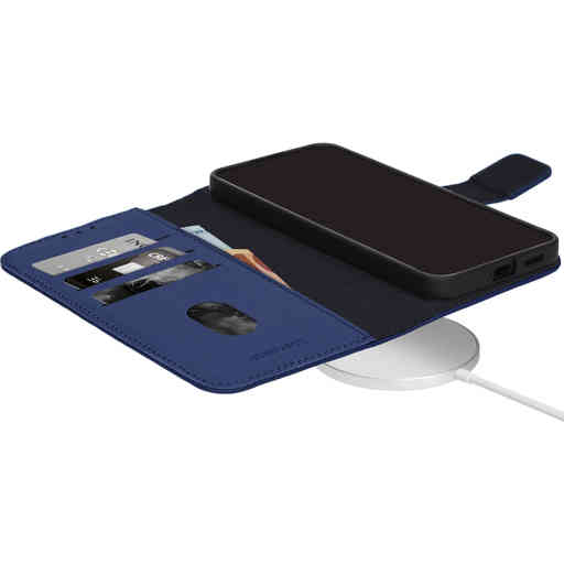 Mobiparts Leather Wallet Case Apple iPhone 16 Pro Blue (MagSafe Compatible)