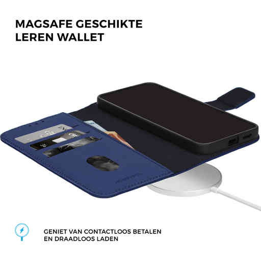 Mobiparts Leather Wallet Case Apple iPhone 17 Blue (MagSafe Compatible)