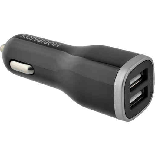 Mobiparts Car Charger Dual USB 12W/2.4A + Micro USB Cable Black